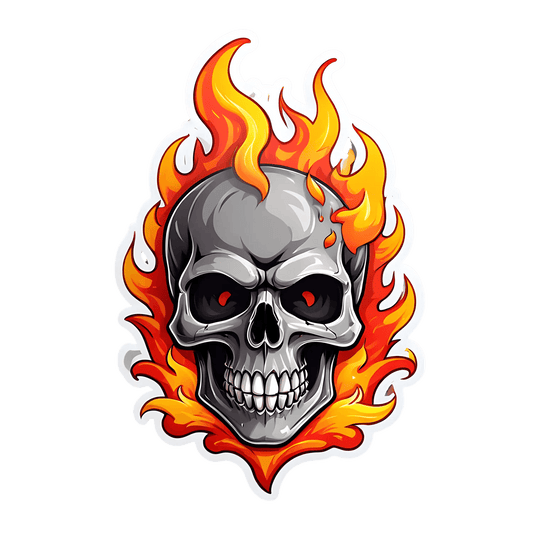 Flaming Skull Sticker - UV DTF Design - Heat Press Transfer