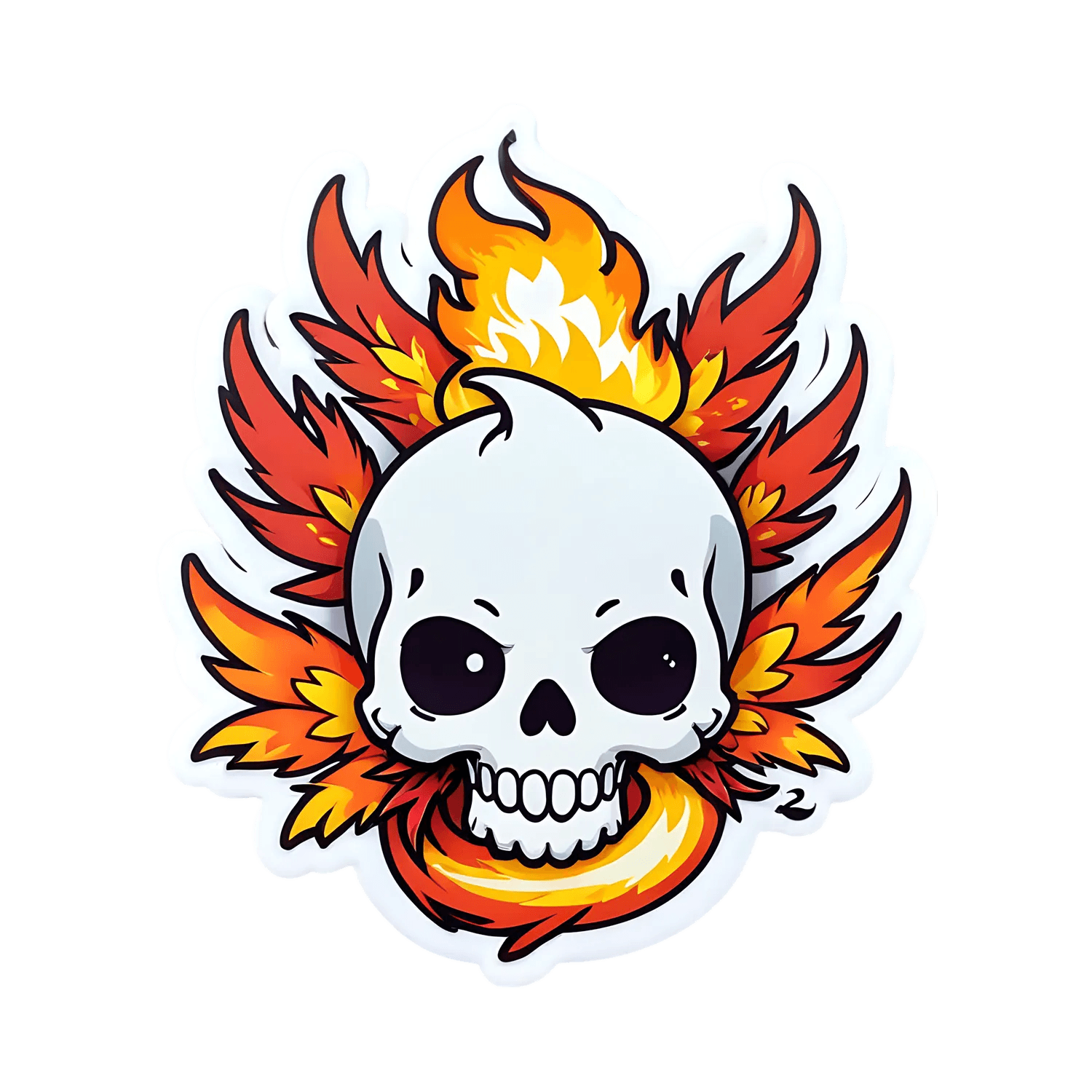 Flaming Skull Sticker - UV DTF - Heat Press Transfer