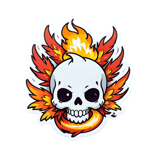 Flaming Skull Sticker - UV DTF - Heat Press Transfer