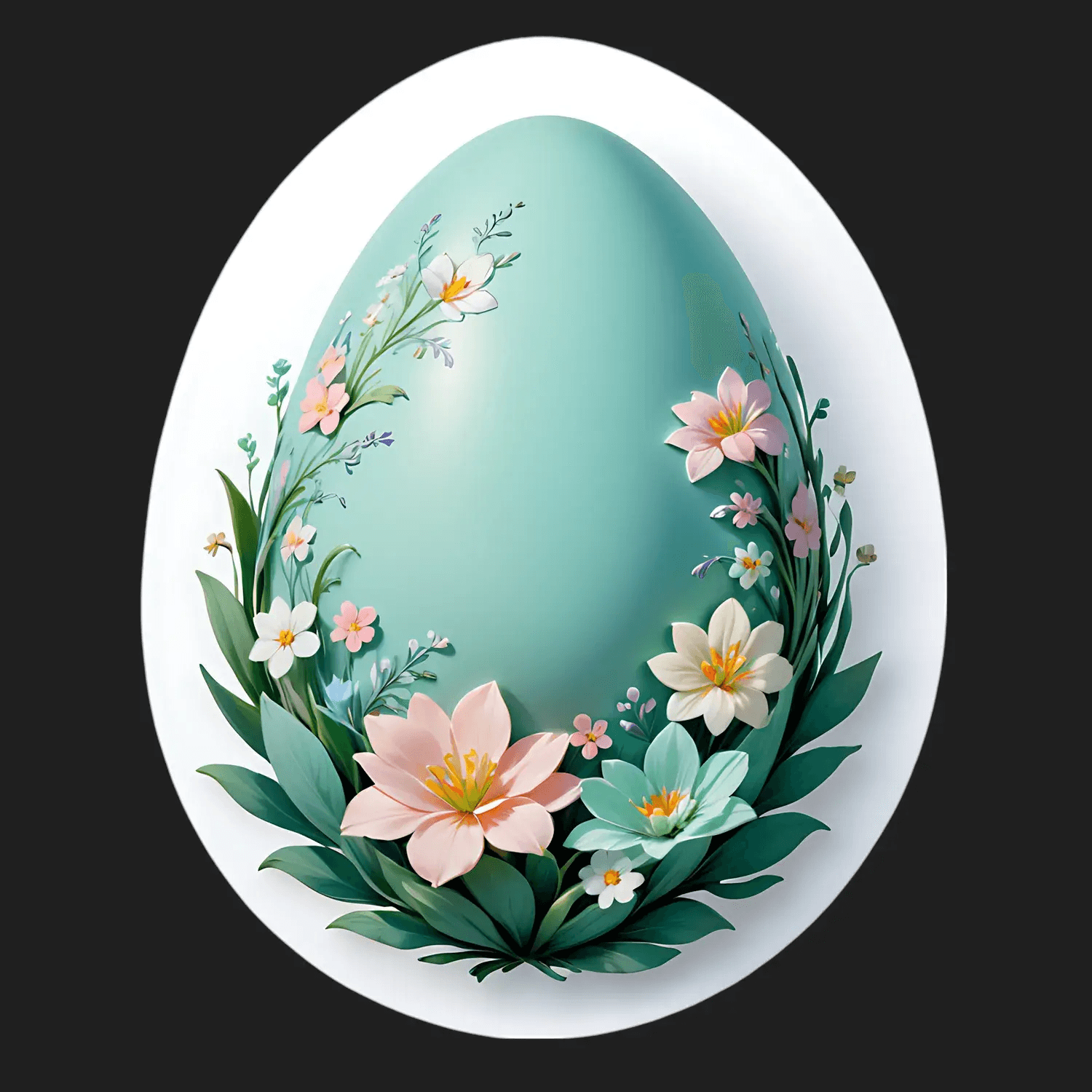 Floral Egg - Decorative Sticker - Heat Press Transfer