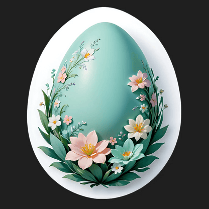 Floral Egg - Decorative Sticker - Heat Press Transfer