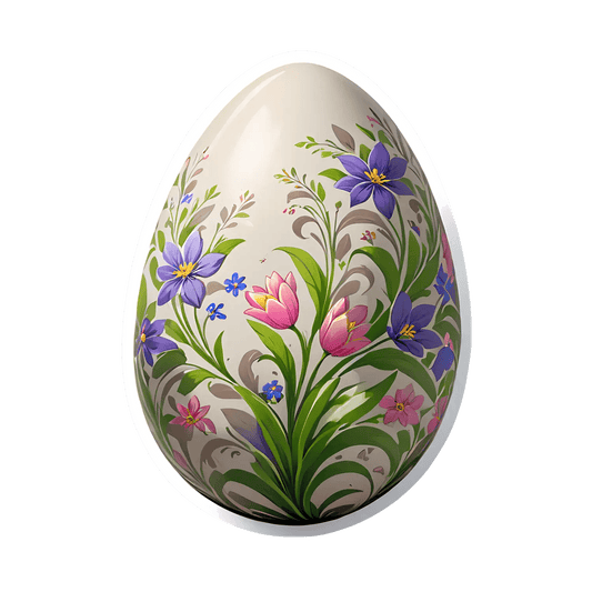 Floral Egg Sticker - Colorful UV DTF - Heat Press Transfer