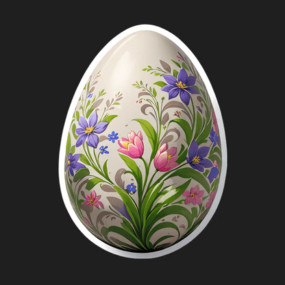 Floral Egg Sticker - Colorful UV DTF - Heat Press Transfer