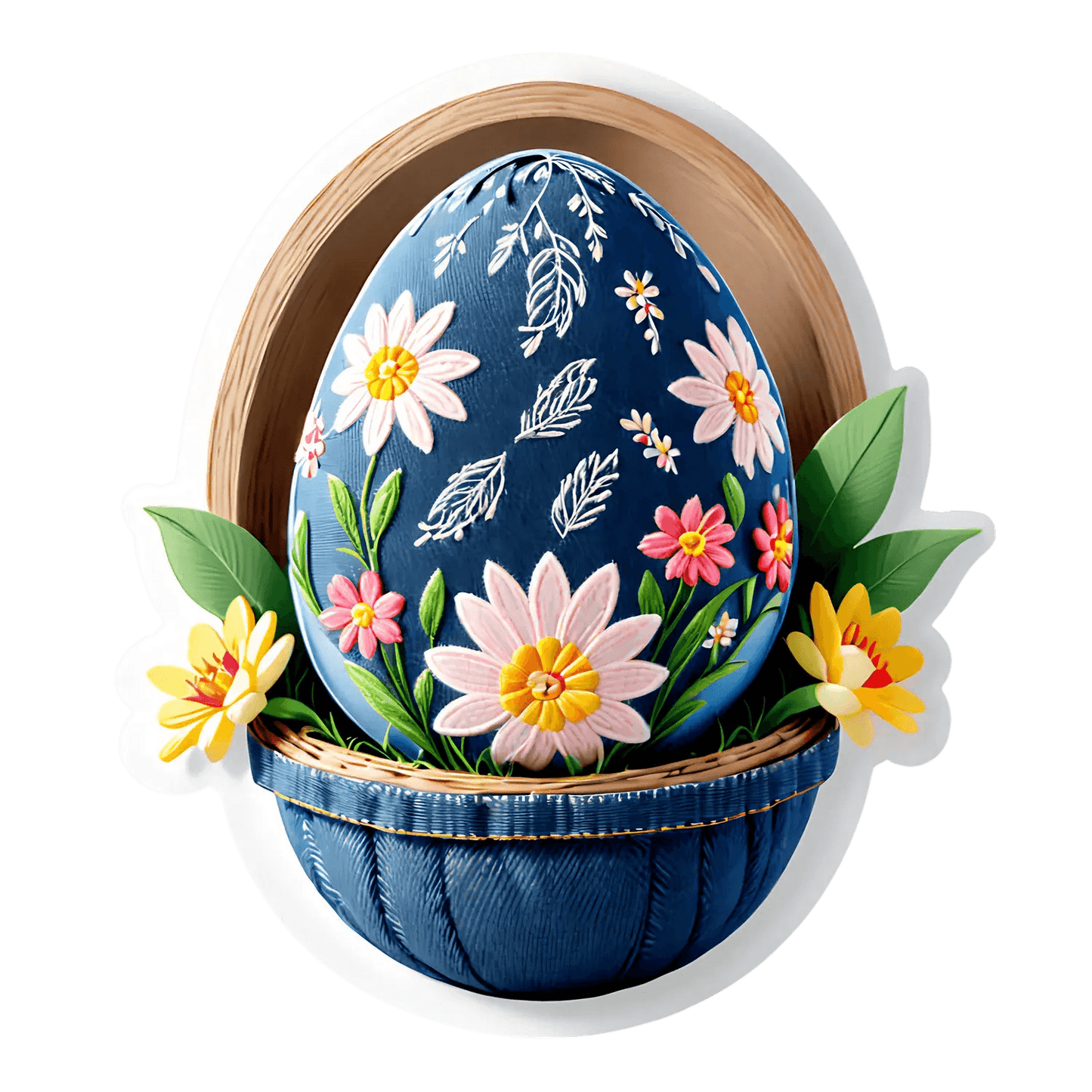 Floral Egg Sticker - Durable UV DTF Sticker - Heat Press Transfer