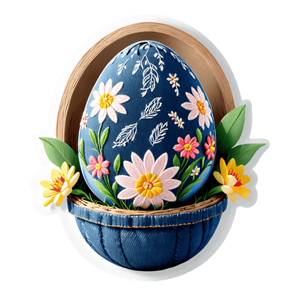 Floral Egg Sticker - Durable UV DTF Sticker - Heat Press Transfer