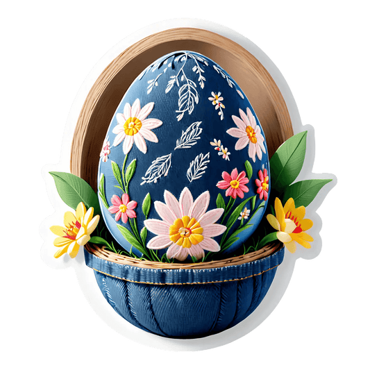 Floral Egg Sticker - Durable UV DTF Sticker - Heat Press Transfer