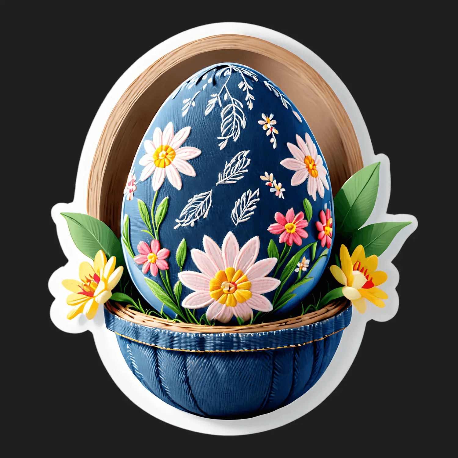 Floral Egg Sticker - Durable UV DTF Sticker - Heat Press Transfer