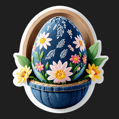 Floral Egg Sticker - Durable UV DTF Sticker - Heat Press Transfer