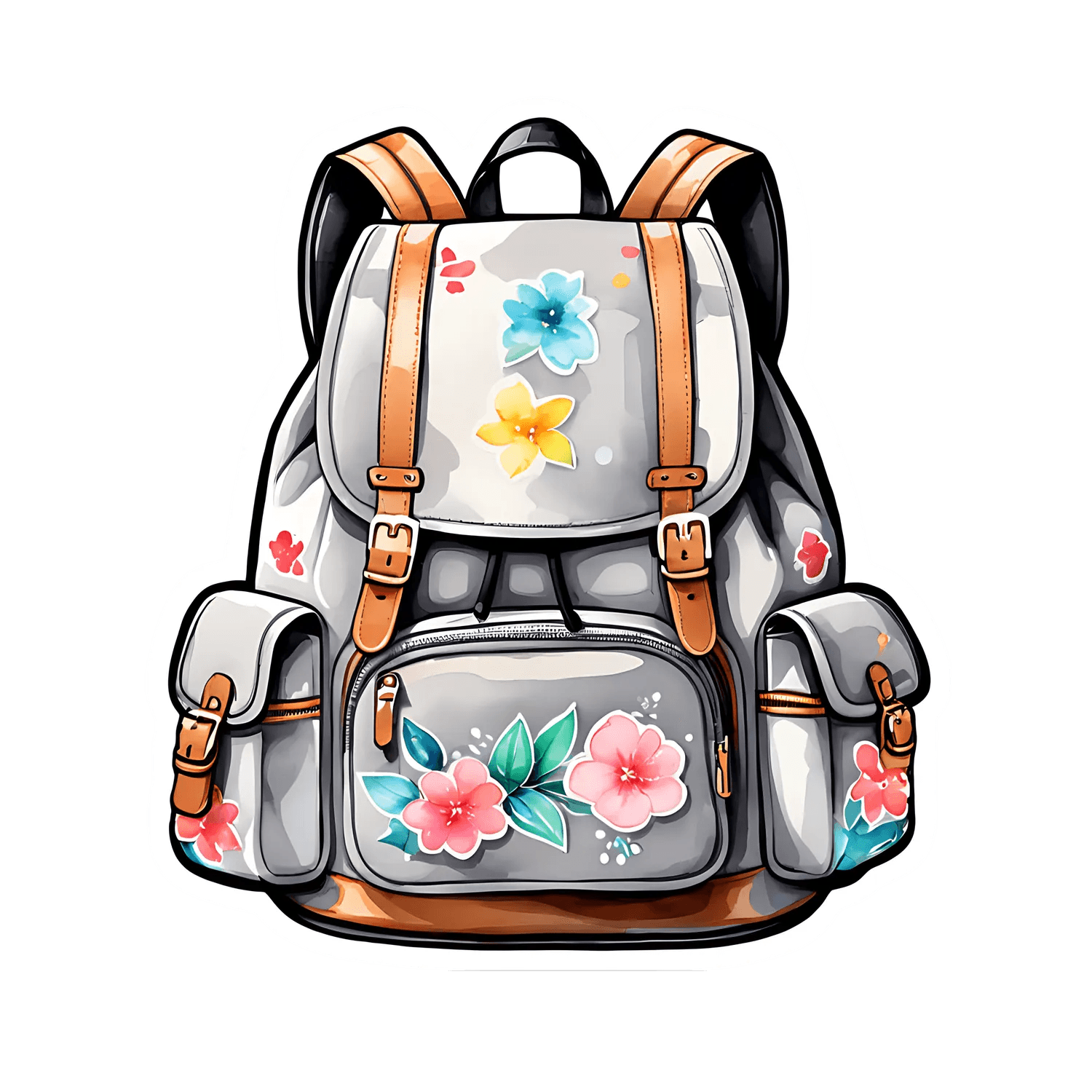 Floral Backpack - UV DTF Sticker - Heat Press Transfer