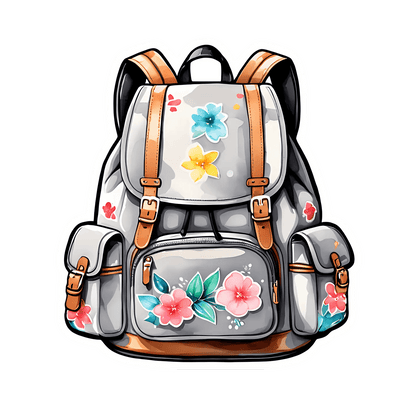 Floral Backpack - UV DTF Sticker - Heat Press Transfer