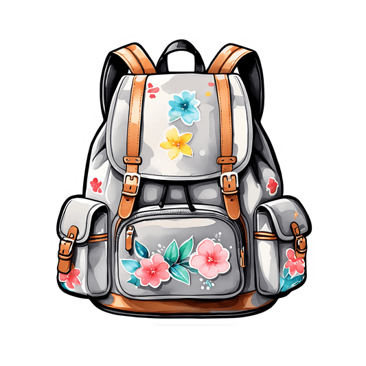 Floral Backpack - UV DTF Sticker - Heat Press Transfer