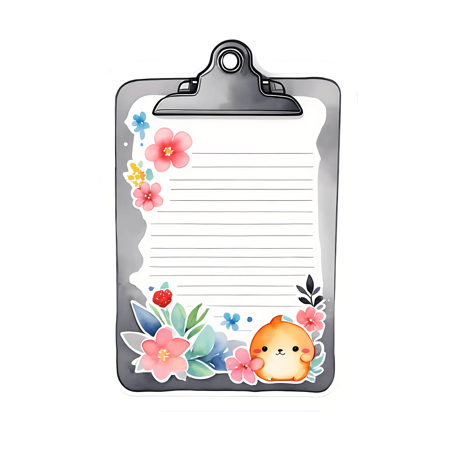 Floral Cat Clipboard - Sticker - Heat Press Transfer