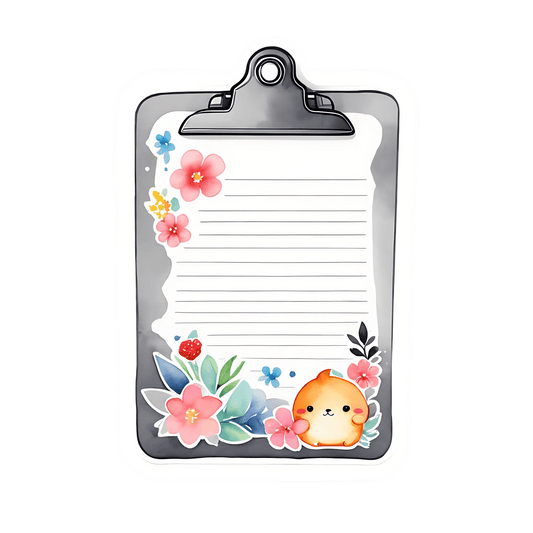 Floral Cat Clipboard - Sticker - Heat Press Transfer
