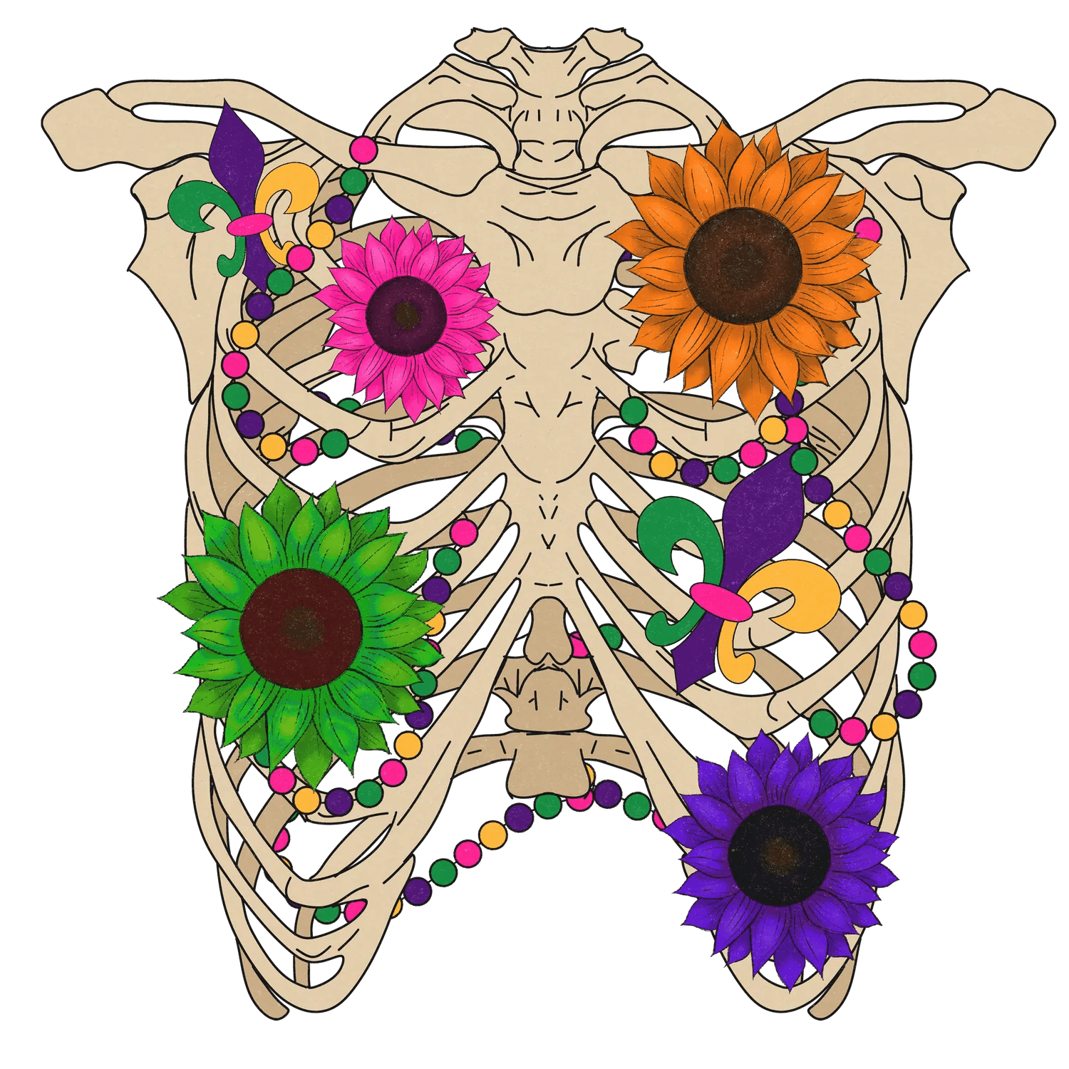 Floral Skeleton - DTF Ready to Press - Heat Press Transfer