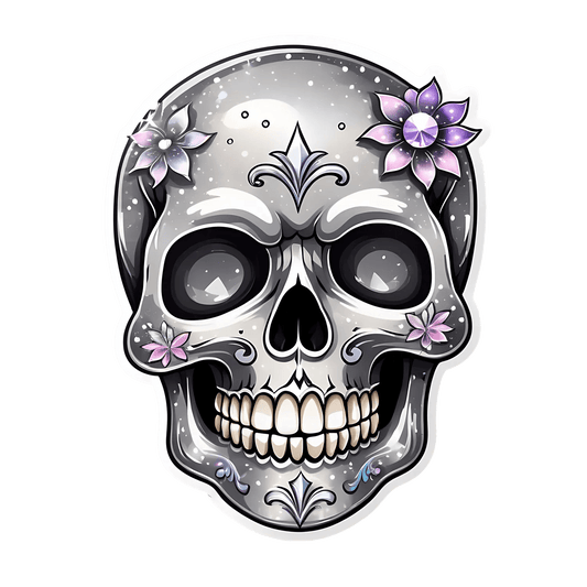 Floral Skull - UV DTF Sticker - Heat Press Transfer