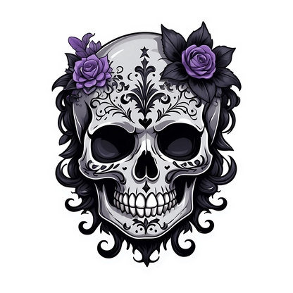 Floral Skull Decor - Sticker - Heat Press Transfer