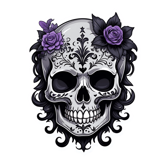 Floral Skull Decor - Sticker - Heat Press Transfer