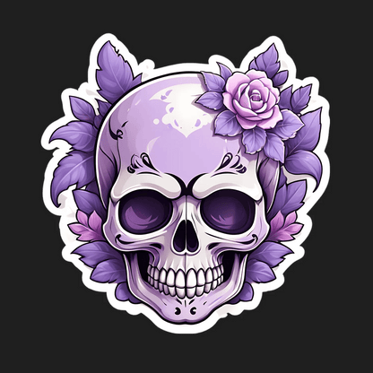 Floral Skull Sticker - UV DTF - Heat Press Transfer