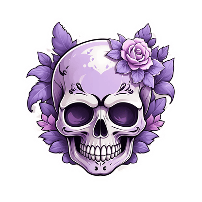 Floral Skull Sticker - UV DTF - Heat Press Transfer