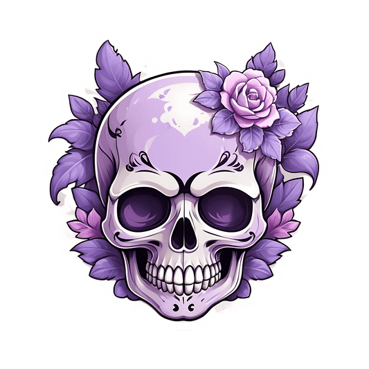 Floral Skull Sticker - UV DTF - Heat Press Transfer