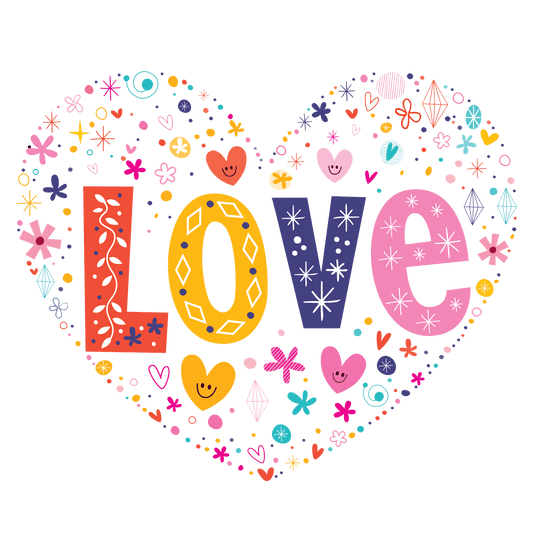 Flower Love Valentine's Day Design - DTF Ready To Press - Heat Press Transfer