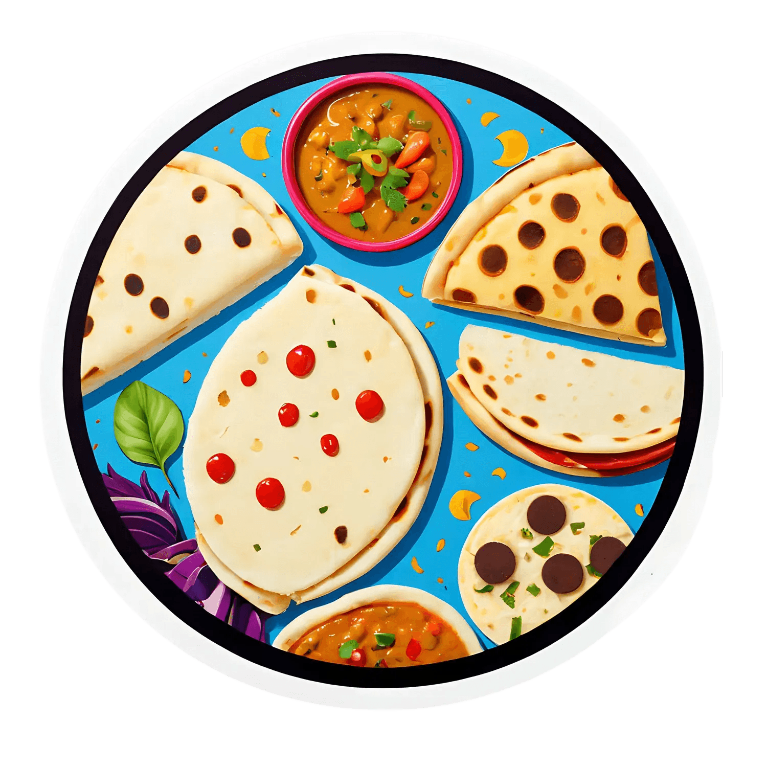 Foodie Delight Sticker - Colorful Pizza & Dip Graphics - Heat Press Transfer