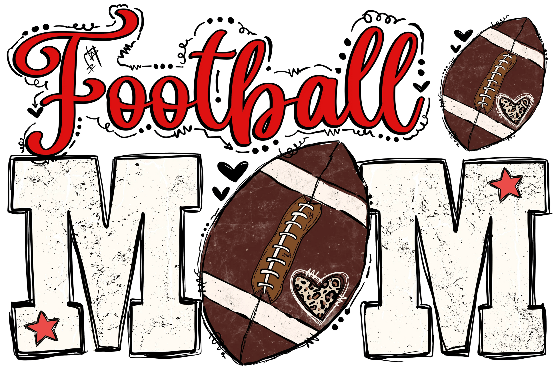 Football Mom Design - DTF Ready To Press - Heat Press Transfer