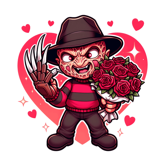 Freddy Krueger Valentine's Day Rose Design - DTF Ready To Press - Heat Press Transfer