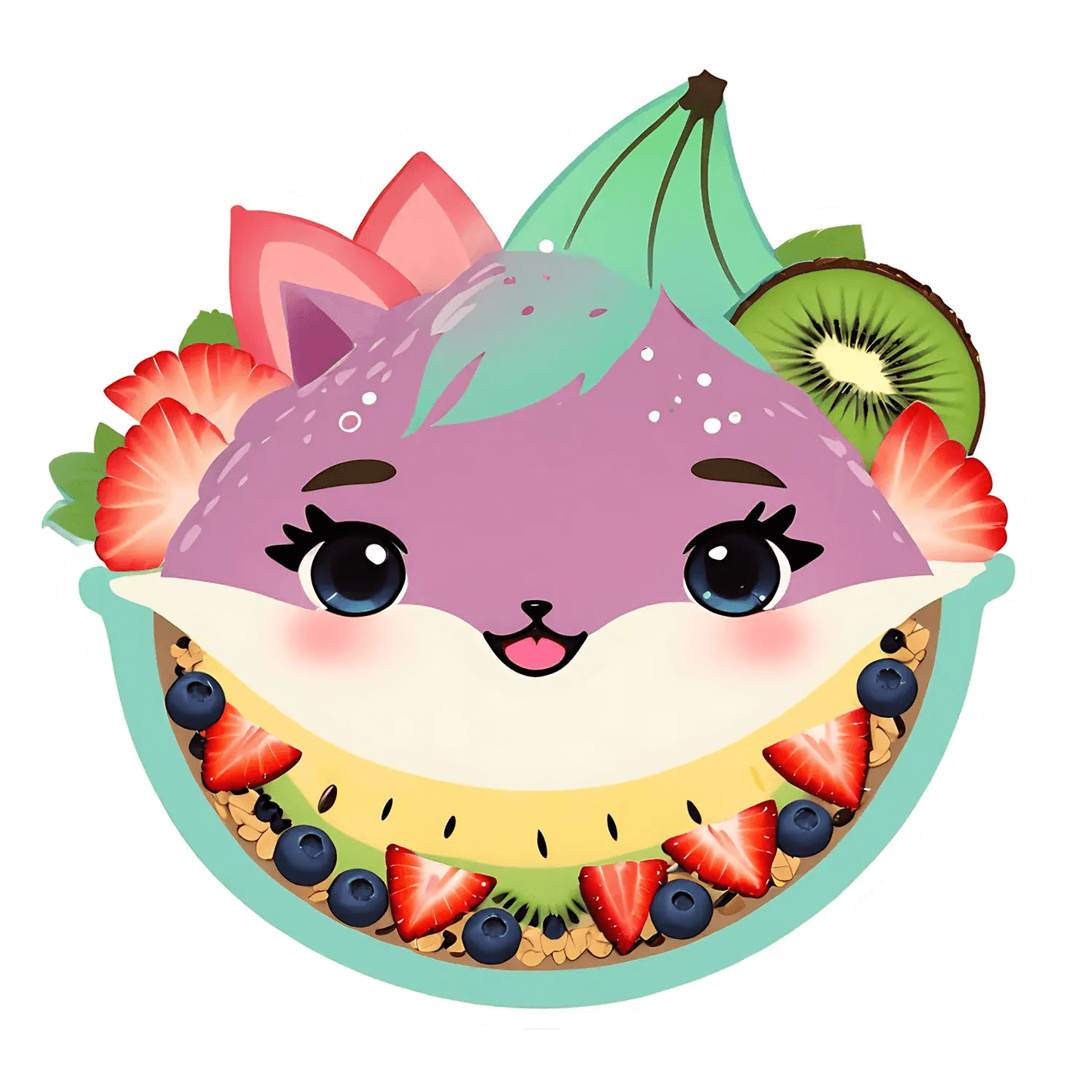 Fruit Fox Sticker - Cute Animal Design - Heat Press Transfer