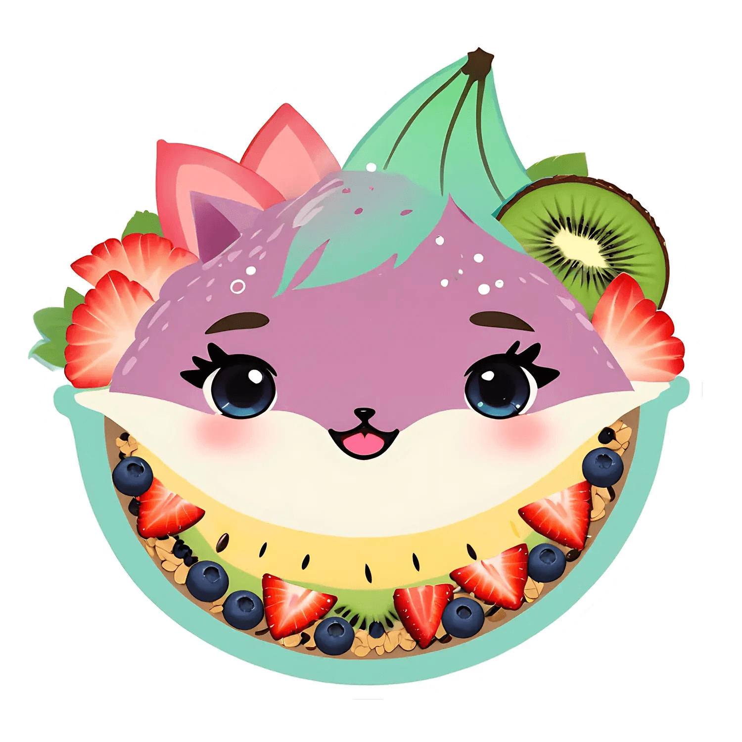 Fruit Fox Sticker - Cute Animal Design - Heat Press Transfer