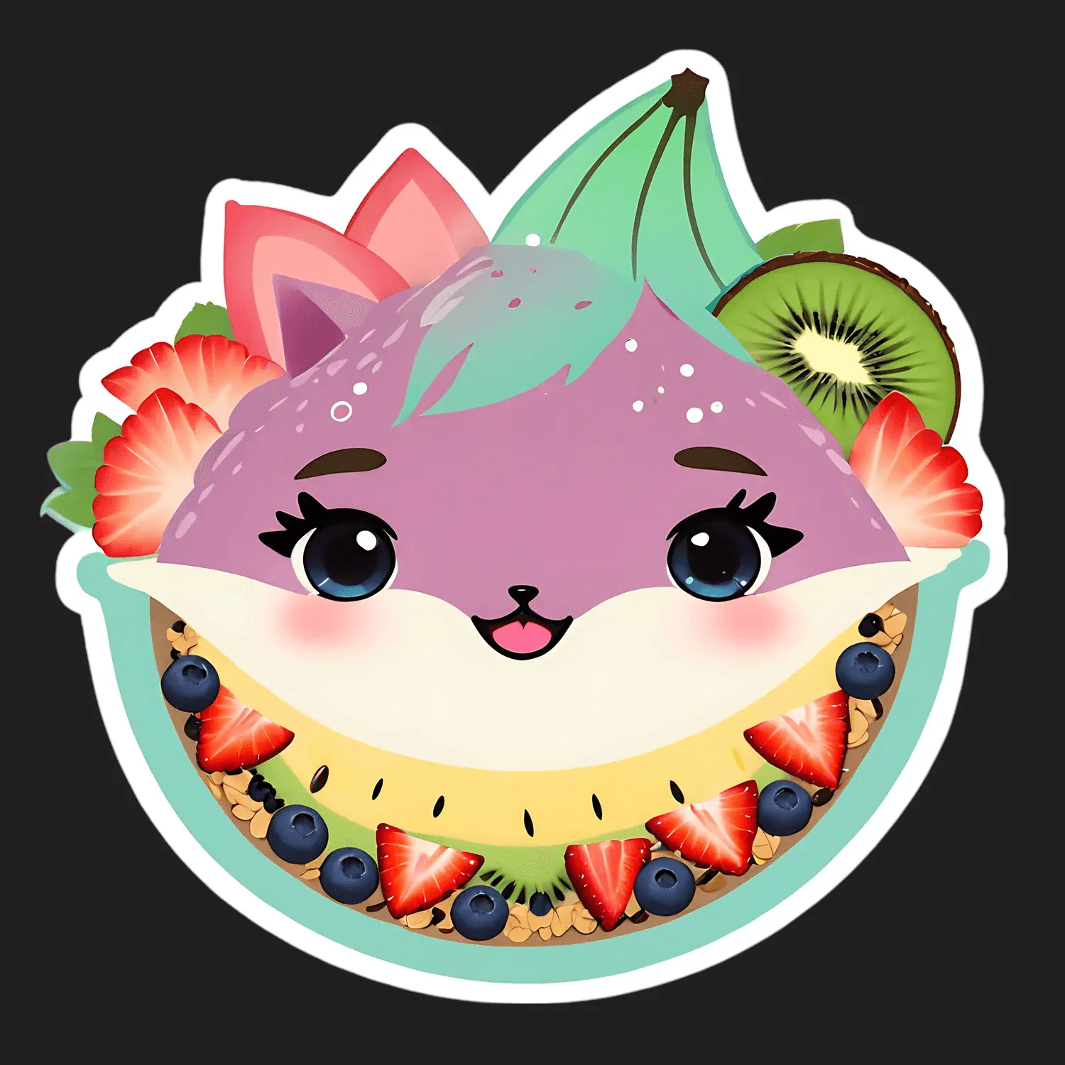 Fruit Fox Sticker - Cute Animal Design - Heat Press Transfer