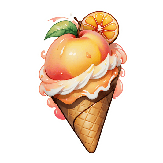 Fruit Ice Cream Sticker - Peach and Citrus Design - Heat Press Transfer