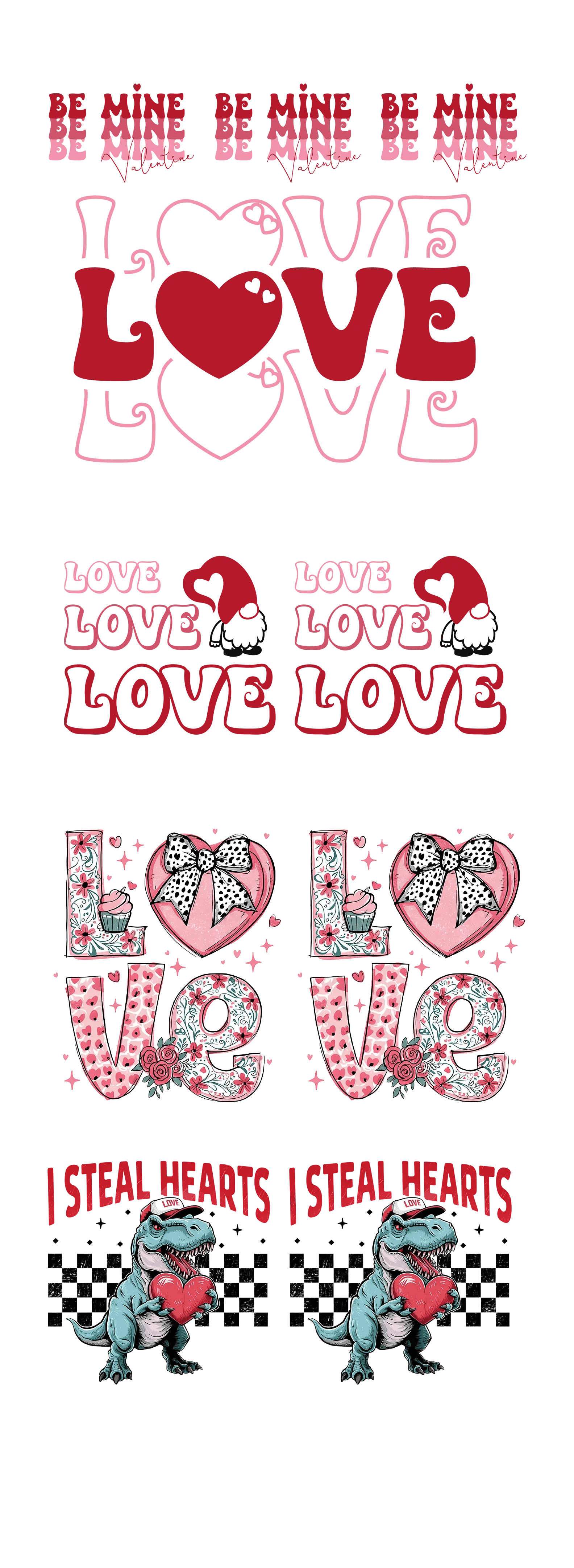 Fun & Festive: Valentine’s Day DTF Gang Sheet 22"x60" Premade DTF Gang Sheet - Heat Press Transfer