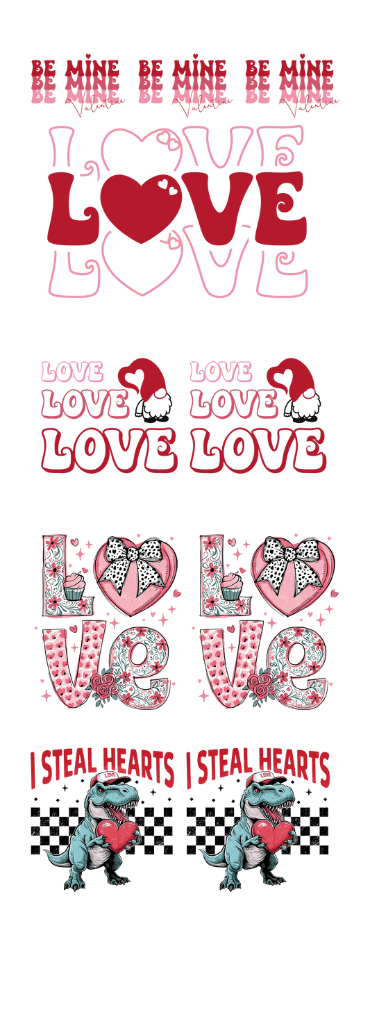 Fun & Festive: Valentine’s Day DTF Gang Sheet 22"x60" Premade DTF Gang Sheet - Heat Press Transfer