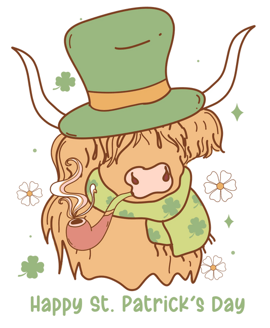 Funny Patrick's Day Cow Western Design - DTF Ready To Press - Heat Press Transfer