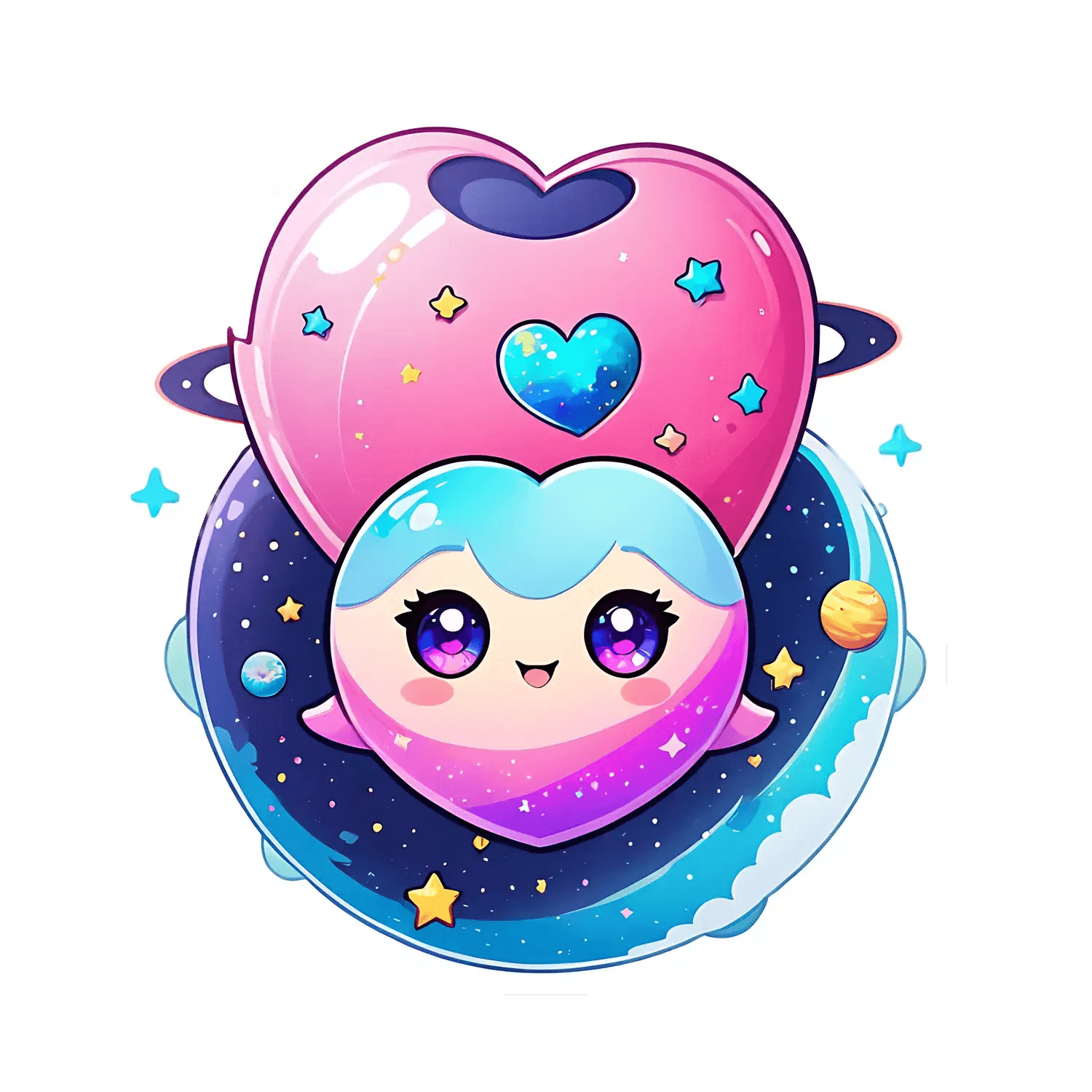 Galactic Heart - UV DTF Sticker - Heat Press Transfer