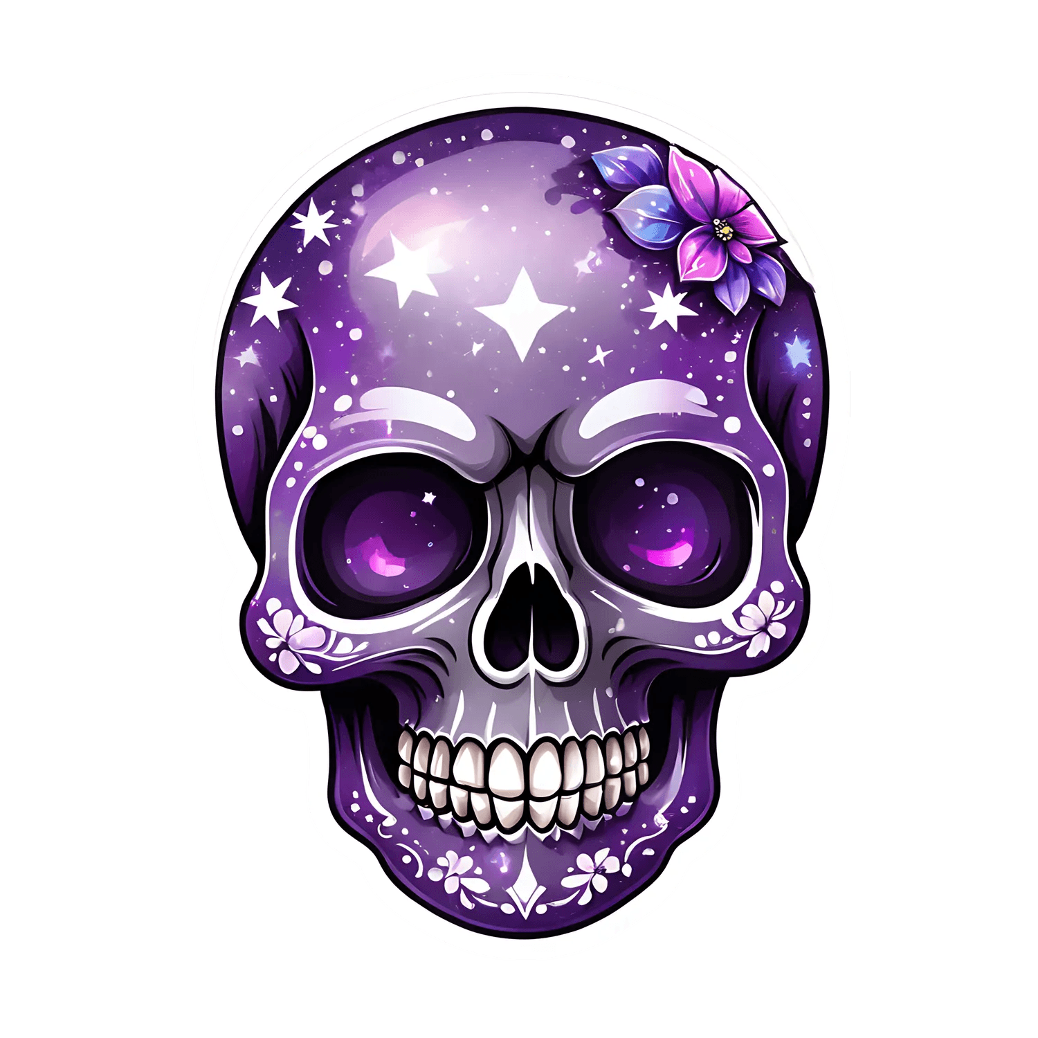 Galactic Skull - Purple Sticker - Heat Press Transfer