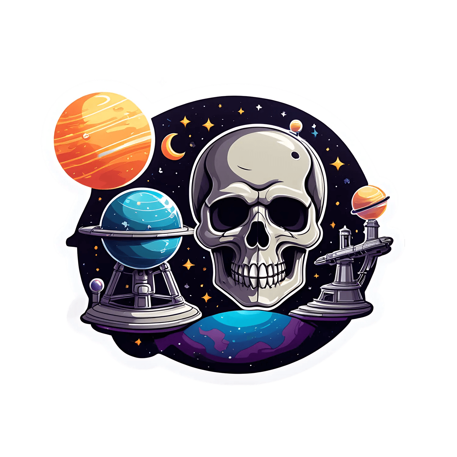 Galactic Skull - Space Themed Sticker - Heat Press Transfer