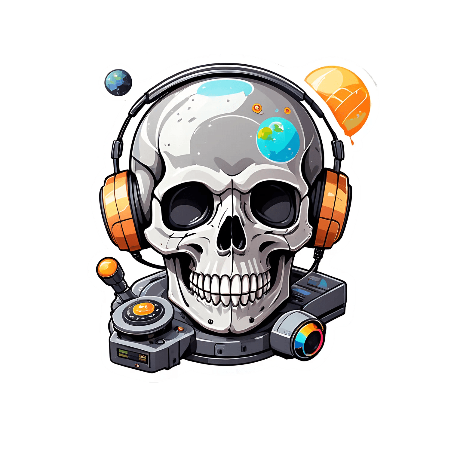 Galactic Skull DJ - Sticker - Heat Press Transfer