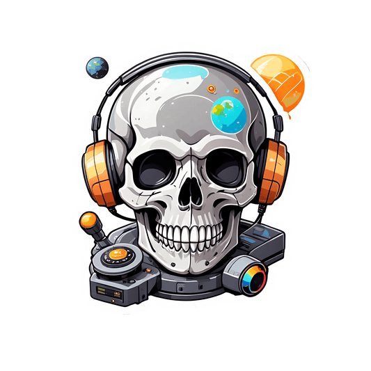 Galactic Skull DJ - Sticker - Heat Press Transfer