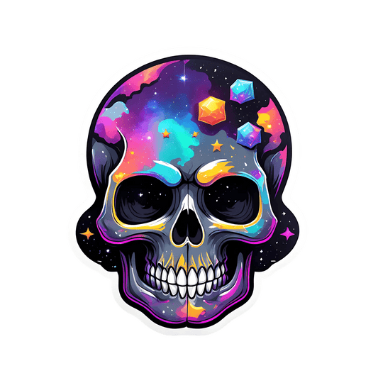 Galactic Skull Sticker - Colorful Cosmic Design - Heat Press Transfer