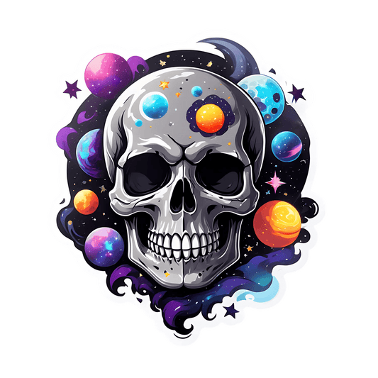 Galactic Skull Sticker - Cosmic Decor - Heat Press Transfer