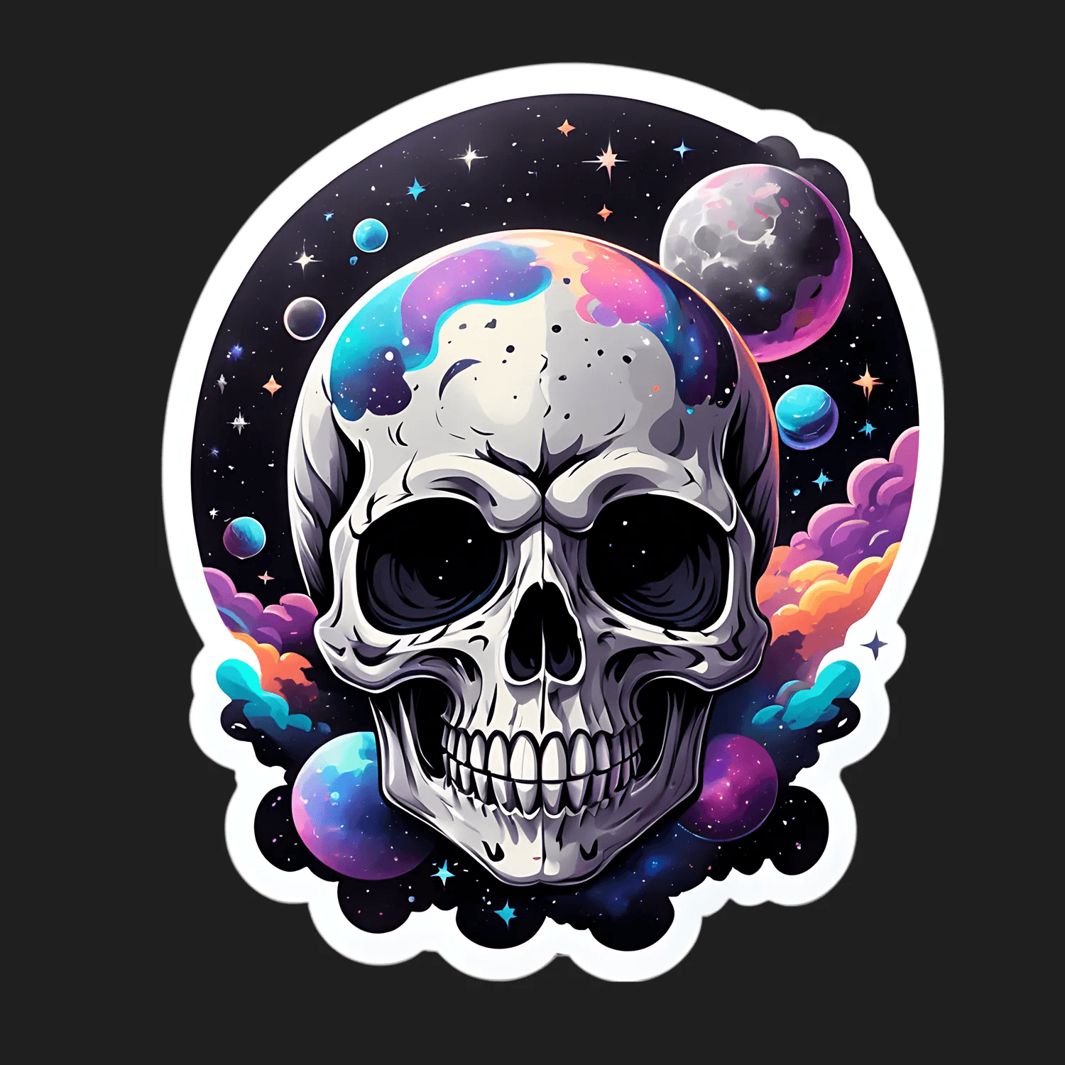 Galactic Skull Sticker - Cosmic UV DTF - Heat Press Transfer