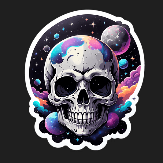 Galactic Skull Sticker - Cosmic UV DTF - Heat Press Transfer