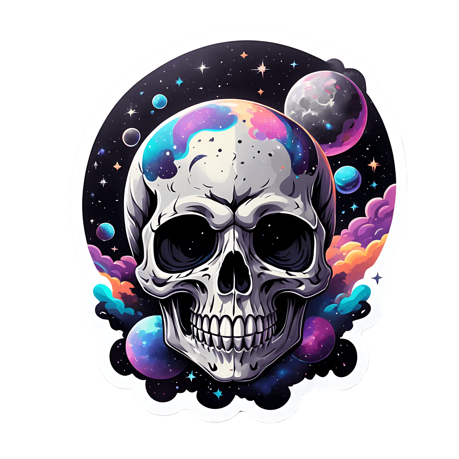 Galactic Skull Sticker - Cosmic UV DTF - Heat Press Transfer