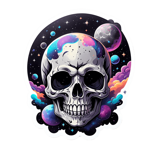 Galactic Skull Sticker - Cosmic UV DTF - Heat Press Transfer