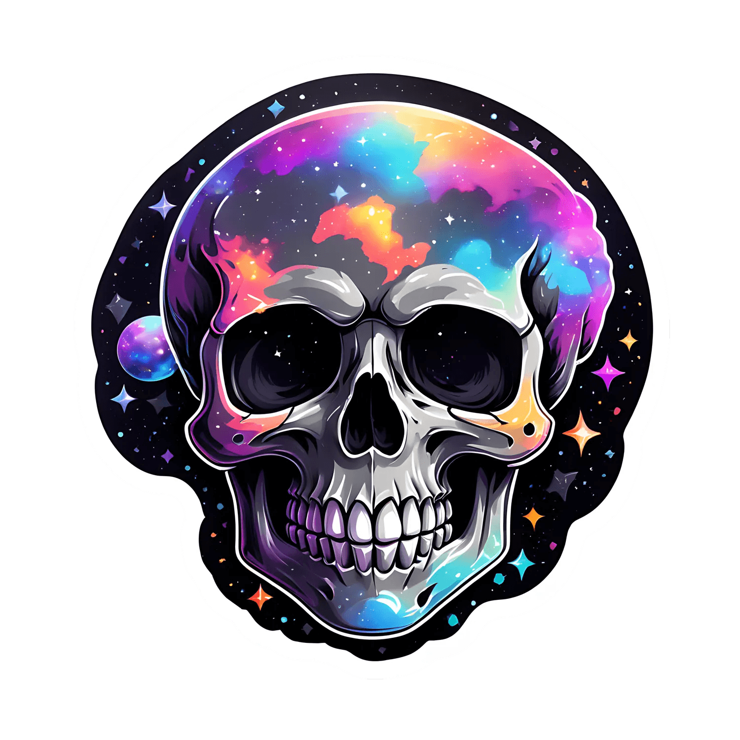 Galactic Skull Sticker - Cosmic Vibrance - Heat Press Transfer