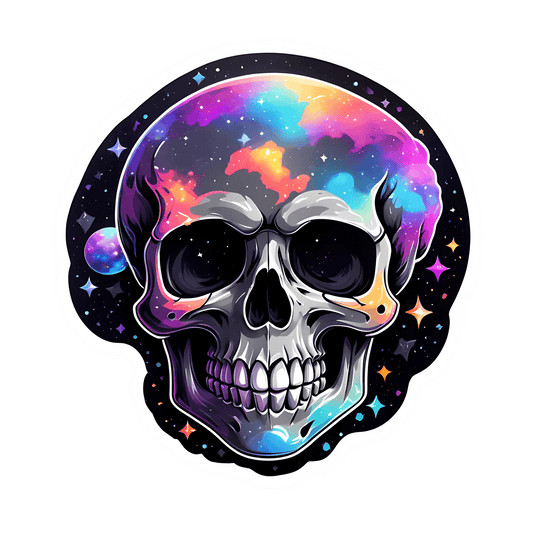 Galactic Skull Sticker - Cosmic Vibrance - Heat Press Transfer