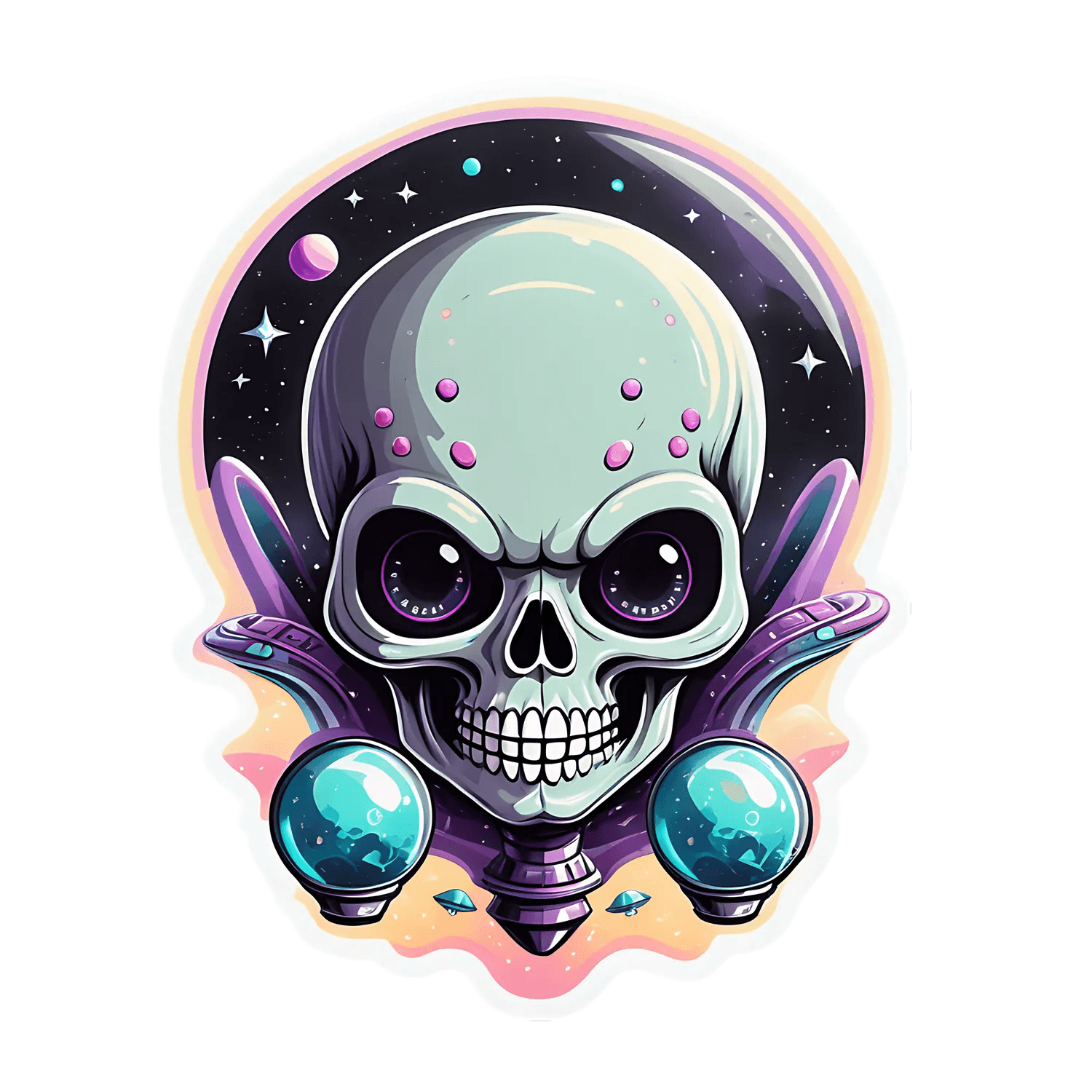 Galactic Skull Sticker - UV DTF - Heat Press Transfer