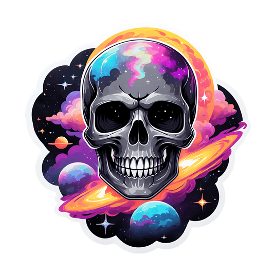 Galactic Skull Sticker - Vibrant Cosmic Design - Heat Press Transfer